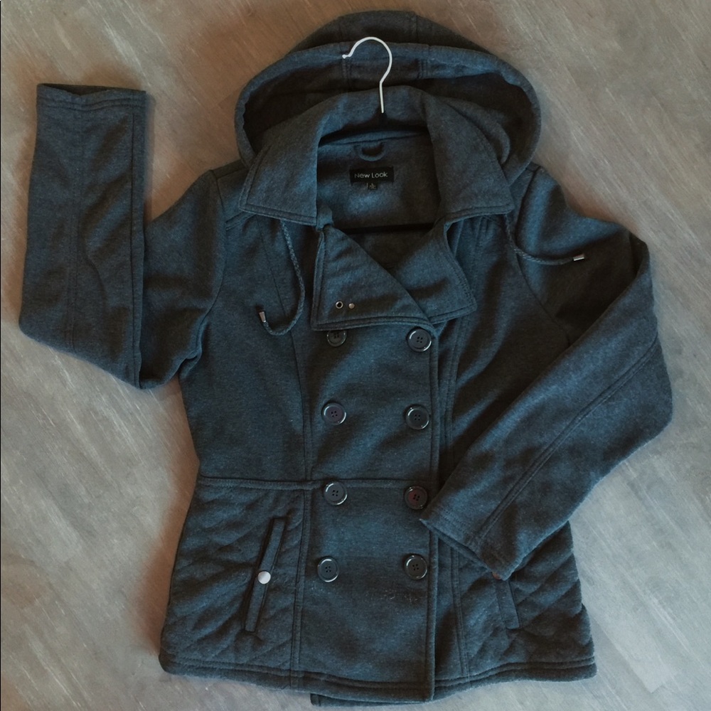 New Look Hooded Jersey Peacoat